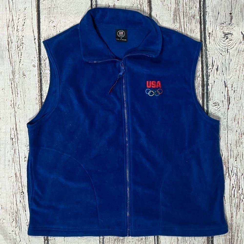 USA Mens Olympics Zip Up Fleece Vest Coat Jacket Outdoor Sports